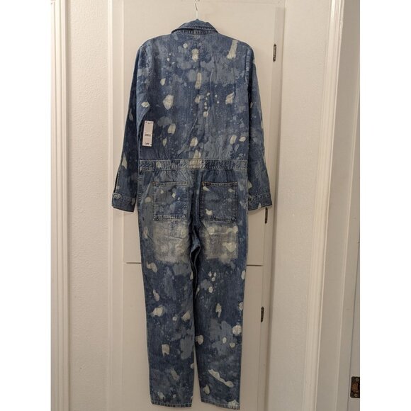 Lee Urban Riders Womens Bleach Splatter Denim Jumpsuit With Zipper Front & Chest - Picture 6 of 10